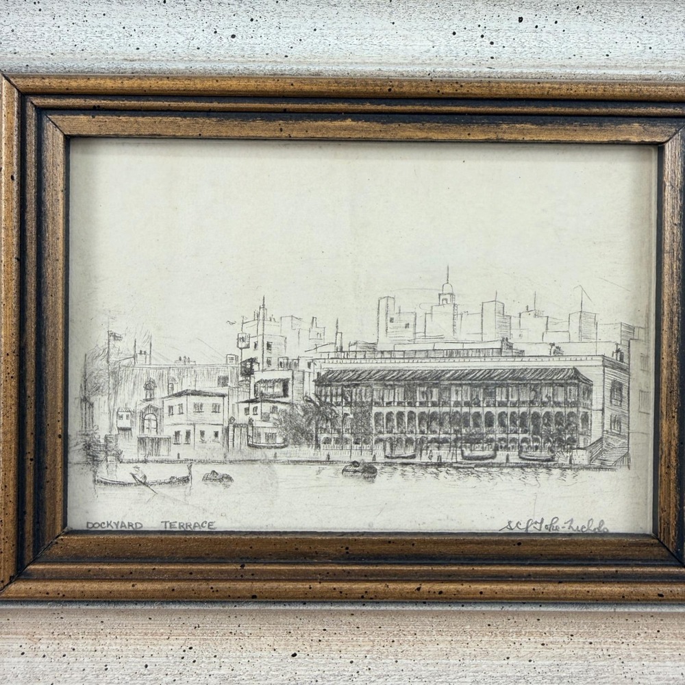 Pair of John Nichols Signed Etchings Dockyard Terrace & On Gareloch Maritime - Picture 9 of 16